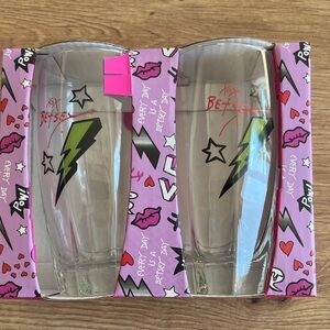 New Betsey Johnson 2 highball drinking  glasses